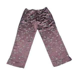 Purple Silk Floral Embroidered Pants Silk Box size 8